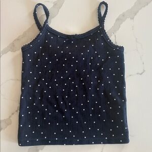 Cotton On Kids Ribbed Polka Dot Cami Tank‎ Navy Blue Size 6